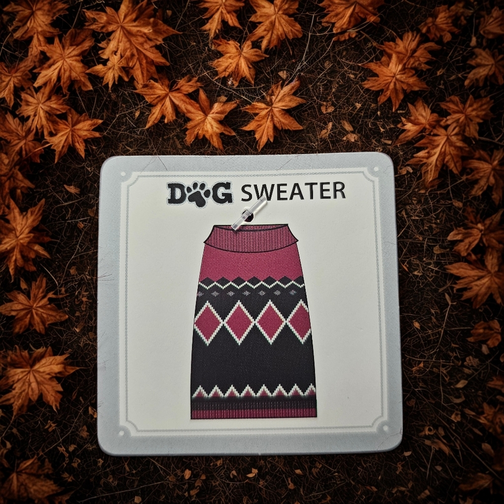 Red and Black Argyle Dog Sweater - Large
